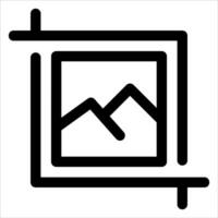 A black and white image of a mountain and a square vector