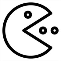 A black and white image of a pac man icon vector