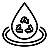 A black and white icon of a drop with a recycling symbol vector