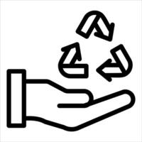 A hand holding a recycling symbol in the shape of a hand vector