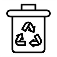 A black and white image of a trash can with a recycling symbol vector