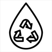 A black and white image of a drop with a recycling symbol vector
