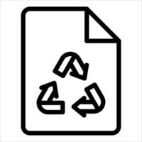 A black and white image of a file with a recycle symbol vector