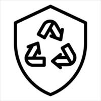 A black and white image of a shield with a recycling symbol vector