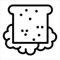 A black and white outline of a slice of bread with a cloud vector