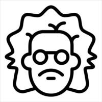 A black and white line icon of a man with glasses vector