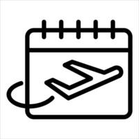 A calendar icon with a plane on it vector