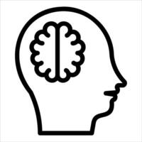 A black and white illustration of a head with a brain vector