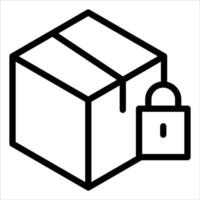 A black and white image of a box with a padlock vector