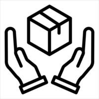 Hands holding a box icon vector