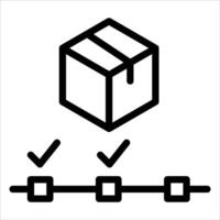 A black and white image of a box with a check mark vector