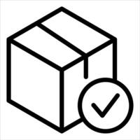 A black and white image of a box with a tick vector