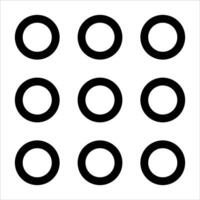 A black and white image of a set of circles vector