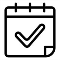 A calendar icon with a tick mark on it vector