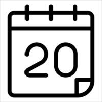 A calendar icon with the date 20th vector
