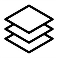 A black and white icon of a stack of three stacked boxes vector