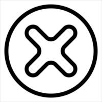 X icon in a circle with a cross in the middle vector