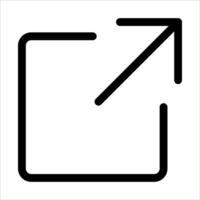 A black and white icon of a square with an arrow pointing up vector