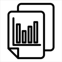A black and white icon of a document with a bar graph vector