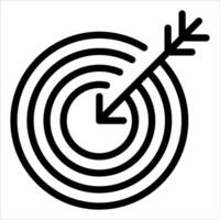 A black and white icon of a target with an arrow vector