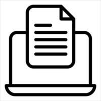 A laptop with a paper document on it vector