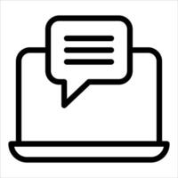 A laptop with a speech bubble icon on it vector