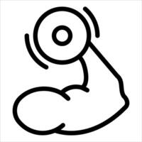 A black and white outline of a hand holding a dumbbell vector