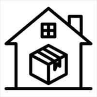 A house with a box on the roof and a box inside vector