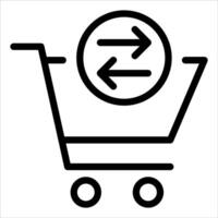 A shopping cart with an arrow pointing to the right vector
