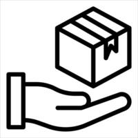Hand holding a box icon vector