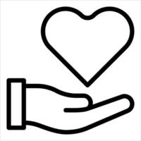A hand holding a heart icon on a white background vector