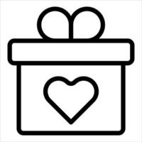 A black and white drawing of a gift box with a heart vector