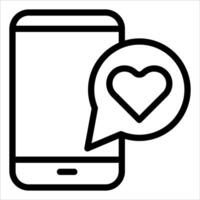 A phone with a heart and speech bubble icon vector