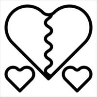 A broken heart icon with two hearts vector