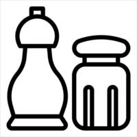 A black and white image of a pepper mill and a salt shaker vector