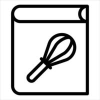 A black and white icon of a whisk and a book vector