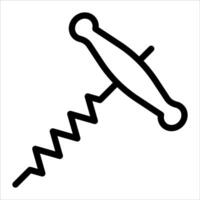 A black and white icon of a corkscrew vector