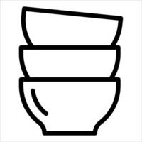 A black and white illustration of three bowls vector