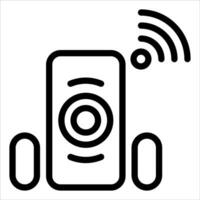 A black and white image of a speaker with a wifi symbol vector