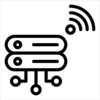 A black and white icon of a server with a wifi symbol vector