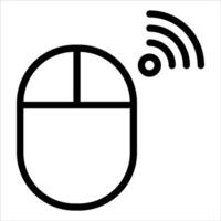 A black and white image of a computer mouse with a wifi symbol vector