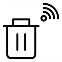 A black and white icon of a trash can with wifi vector