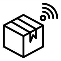 A black and white image of a box with wifi vector