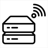 A black and white image of a server with a wifi symbol vector