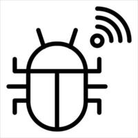 A black and white icon of a bug with a wifi symbol vector