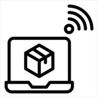 A laptop with a box on it and a wifi symbol vector