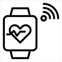 A smart watch with a heart rate monitor and wifi icon vector