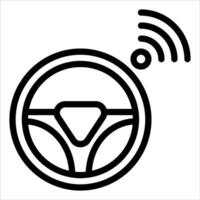 A black and white image of a steering wheel with a wifi symbol vector