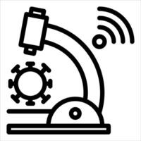 A black and white image of a microscope with a wifi symbol vector