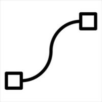 A black and white icon of a line with two squares vector